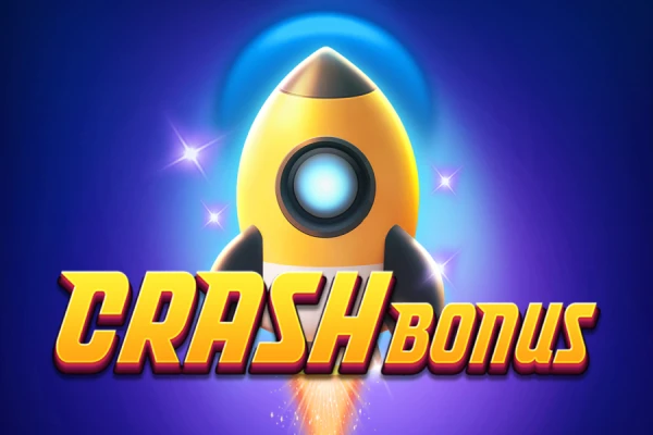 Logo do jogo Crash Bonus apresentando um foguete amarelo e azul lançando-se ao espaço com o título em laranja vibrante.